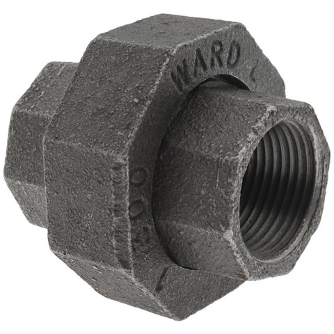 Black Pipe Fittings: Union, 1", Threaded, Malleable Iron