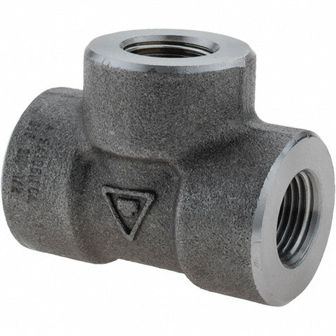 Black Pipe Fittings: Tee, 1/2", NPT, Forged Carbon Steel