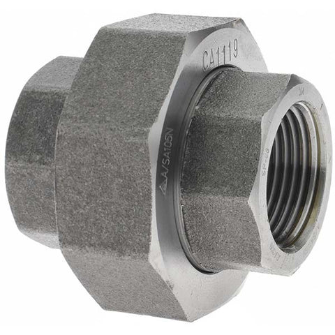 Black Pipe Fittings: Union, 1", NPT, Forged Carbon Steel
