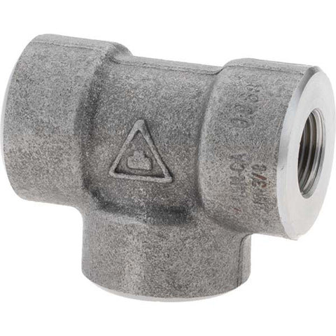 Black Pipe Fittings: Tee, 3/8", NPT, Forged Carbon Steel