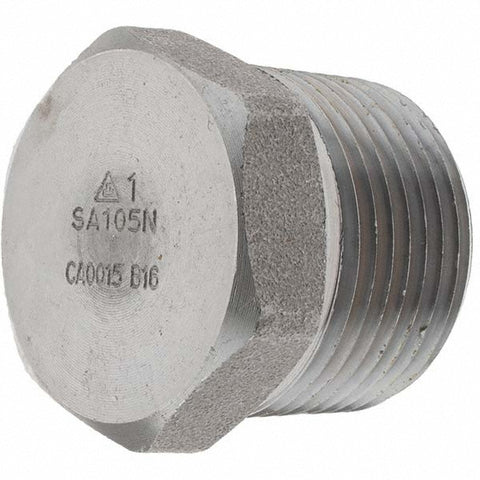 Black Pipe Fittings: Hex Plug, 1", NPT, Forged Carbon Steel