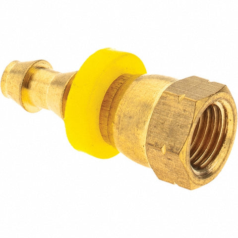 Barbed Push-On Hose Female Swivel: 1/4" UNF, Brass