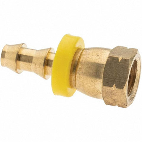 Barbed Push-On Hose Female Swivel: 1/4" UNF, Brass