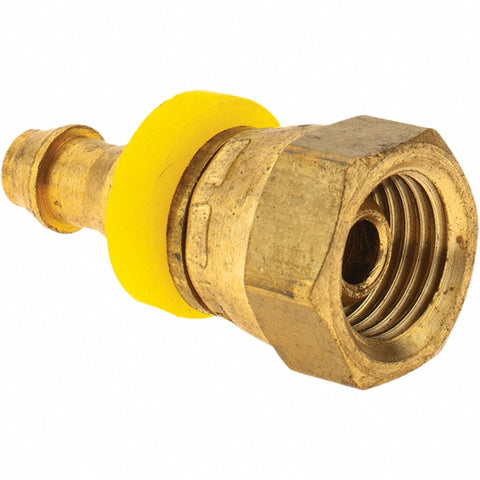 Barbed Push-On Hose Female Pipe Swivel: 1/4" NPSM, Brass