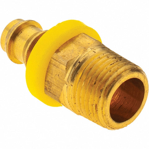 Barbed Push-On Hose Male Connector: 3/8" NPT, Brass