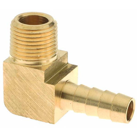 Barbed Hose Fitting: 3/8" x 3/8" ID Hose, Elbow
