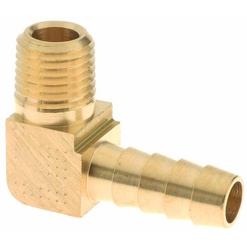 Barbed Hose Fitting: 1/4" x 3/8" ID Hose, Elbow