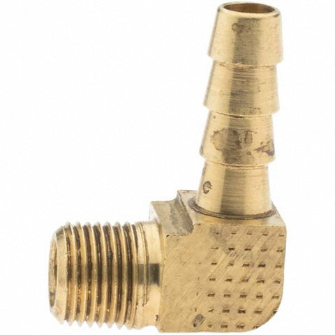 Barbed Hose Fitting: 1/8" x 1/4" ID Hose, Elbow