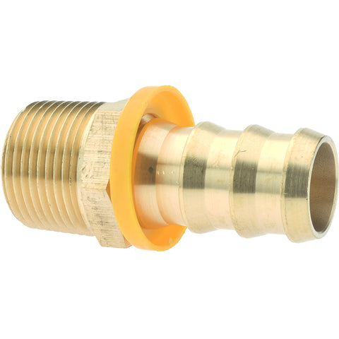 Barbed Push-On Hose Male Connector: 3/4" NPT, Brass