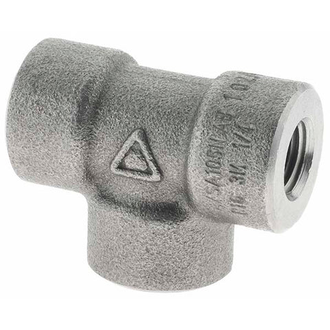Black Pipe Fittings: Tee, 1/4", NPT, Forged Carbon Steel