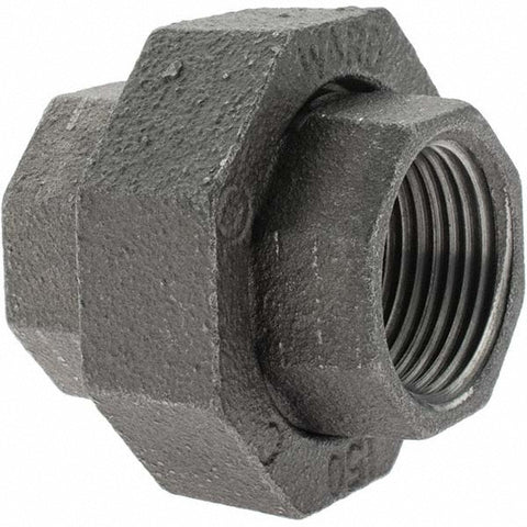 Black Pipe Fittings: Union, 1", Threaded, Malleable Iron