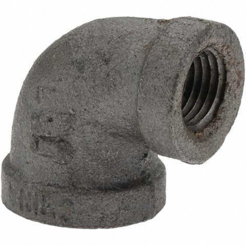 Black 90 deg Reducing Elbow: 3/8 x 1/4", Threaded