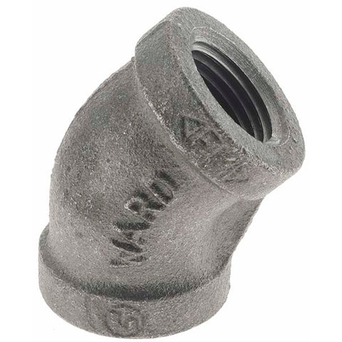Black 45 deg Elbow: 1/2", Threaded