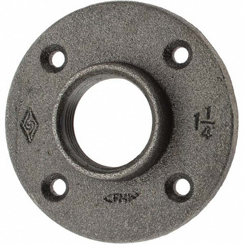 1-1/4" Pipe, 4" OD, 13/16" Hub Length, Black Floor Pipe Flange
