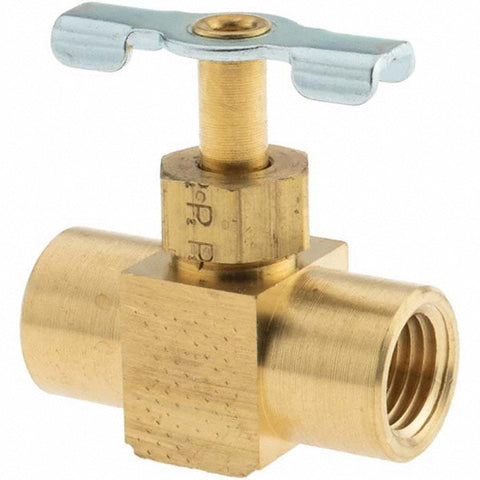 Needle Valve: Straight, 1/4" Pipe, Brass Body