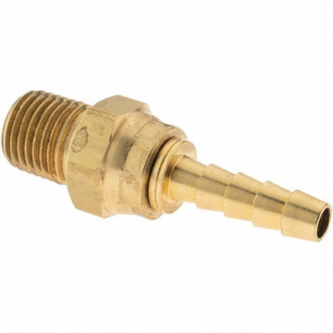 Barbed Hose Fitting: 1/4" x 1/4" ID Hose, Male Swivel