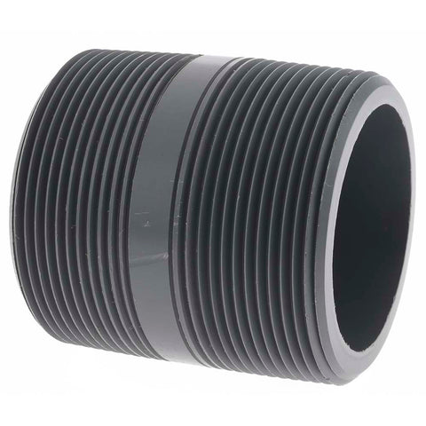 2" Pipe, 2-1/2" Long PVC Threaded Plastic Pipe Nipple