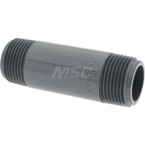 3/4" Pipe, 3" Long PVC Threaded Plastic Pipe Nipple