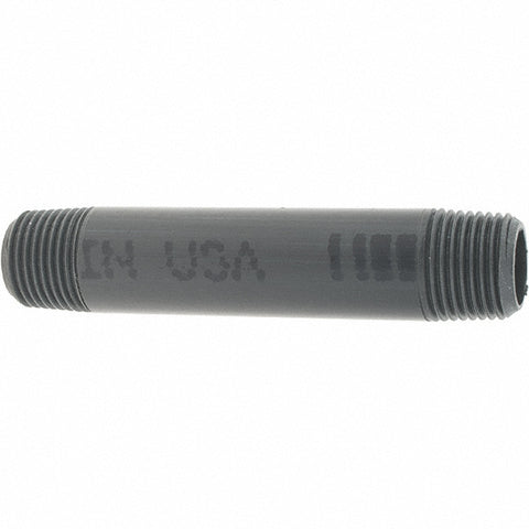 1/2" Pipe, 4" Long PVC Threaded Plastic Pipe Nipple