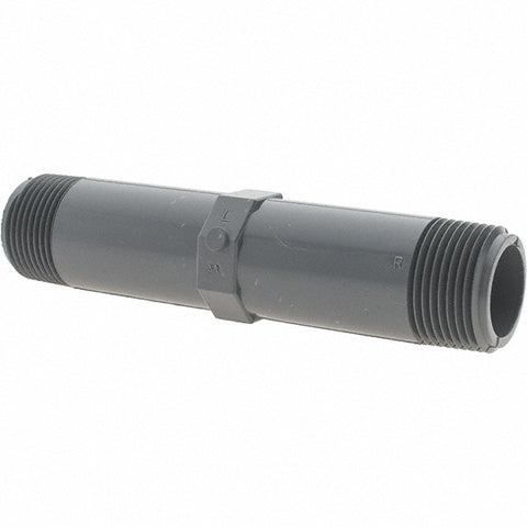 1" Pipe, 6" Long PVC Threaded Plastic Pipe Nipple