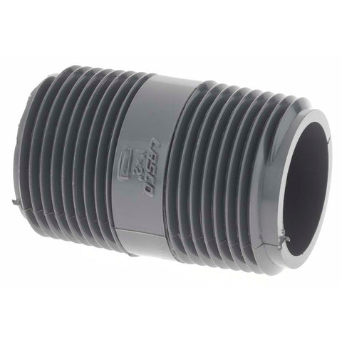 1" Pipe, 2" Long PVC Threaded Plastic Pipe Nipple