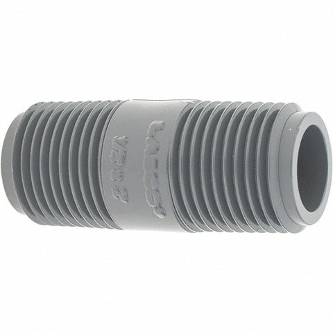 1/2" Pipe, 2" Long PVC Threaded Plastic Pipe Nipple