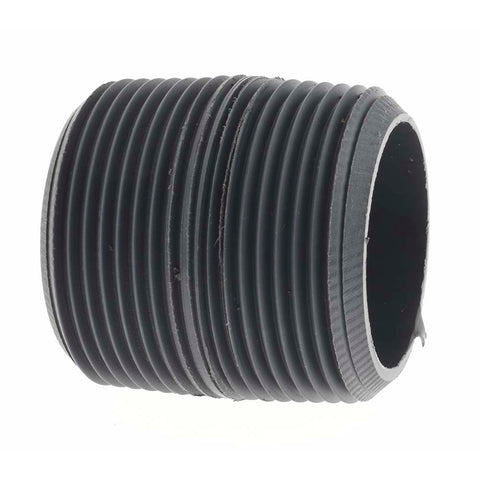 1-1/4" Pipe, 1-5/8" Long PVC Threaded Plastic Pipe Nipple