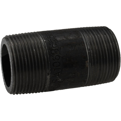 Black Pipe Nipple: 1-1/4" Dia x 3" Long, Schedule 160