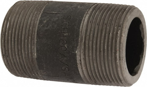 Black Pipe Nipple: 1-1/2" Dia x 3" Long, Schedule 160