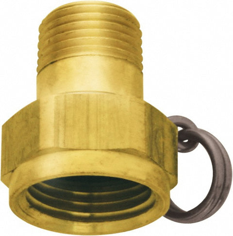 1 Piece, 1/2 NPT & 3/4 GHT MNPT x FGHT, Brass Reusable Hose Nonswivel Fitting