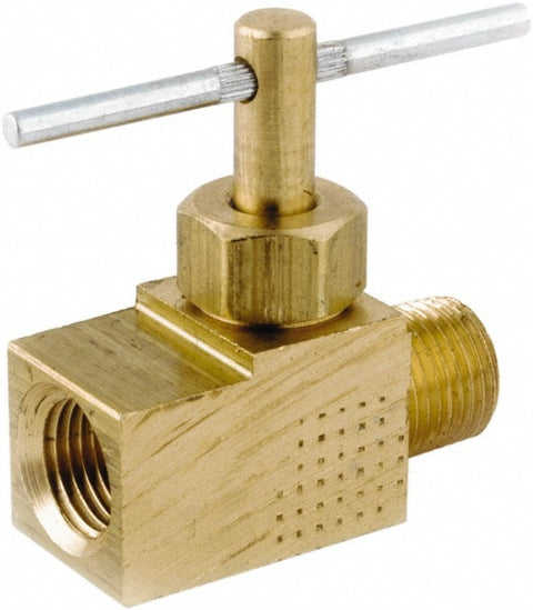 Needle Valve: Straight, 1/4" Pipe, MIP x FIP End, Lead-Free Brass Body, Brass Seal