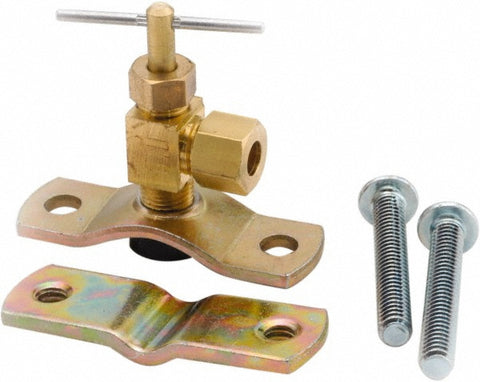 Needle Valve: Angled, 1/4" Pipe, Lead-Free Brass Body, Brass Seal