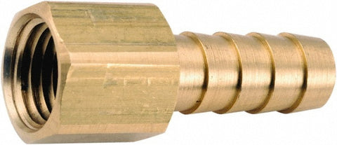 Barbed Hose Fitting: 1/4" x 3/16" ID Hose, Female Connector