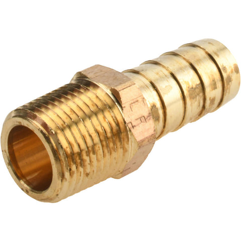 Barbed Hose Fitting: 3/8" x 1/2" ID Hose, Male Connector