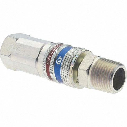 2 Piece 1/2" Body 1/2 NPT 150 psi Brass/Steel Industrial Pneumatic Coupling Plug Set