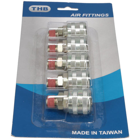 5 Piece 1/4" Body 1/4 NPT 215 psi Zinc ARO Pneumatic Coupling Plug Set