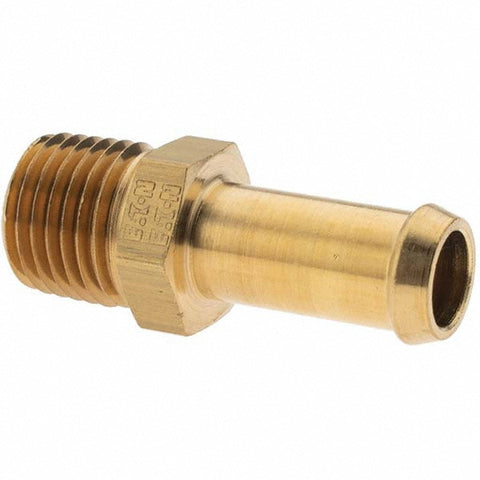 Barbed Hose Fitting: 1/4" x 3/8" ID Hose, Male Rigid