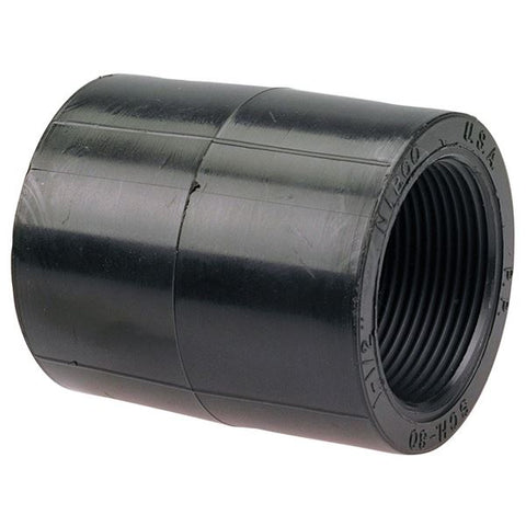 (Nibco Part#:  CC00400) 6101-3-3 - Thread Coupling FPT x FPT - Black Polypropylene Schedule 80