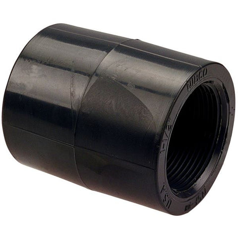 (Nibco Part#:  CC00800) 6103 - Female Adapter Coupling S x FPT - Black Polypropylene Schedule 80