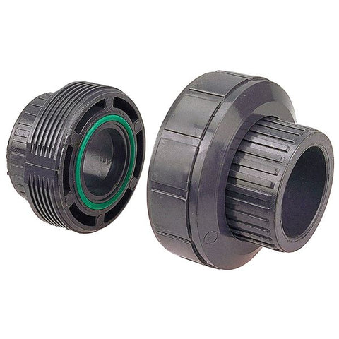 (Nibco Part#:  CC08700) 6133-3-3, 6133E-3-3 - FKM/EPDM Threaded Union FPT x FPT - Black Polypropylene Schedule 80