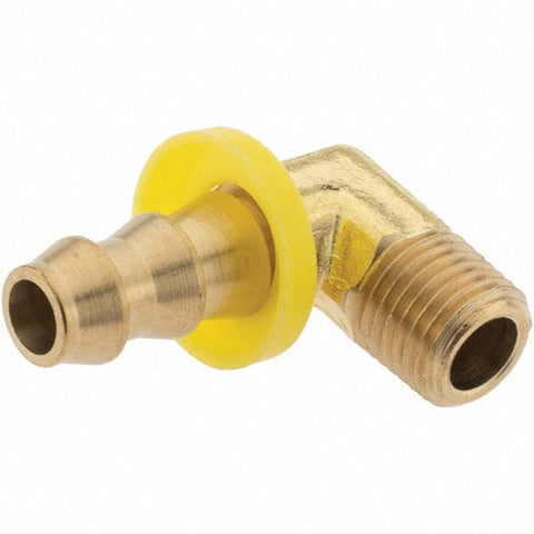 Barbed Push-On Hose 90 &deg; Elbow: 1/4" MNPT, Brass, 3/8" Barb