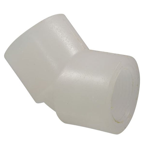 (Nibco Part#:  CN01550) 6206-3-3 - Thread 45-degree Elbow FPT x FPT - Chem-Pure Natural Polypropylene Schedule 80