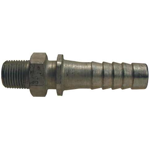 Barbed Hose Fittings: Fitting Type: Male, Hose Barb; Material: Plated Steel; Thread Standard: NPT; Thread Size: 1/2