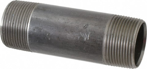 Black Pipe Nipple: 1-1/4" Dia x 4-1/2" Long, Schedule 40