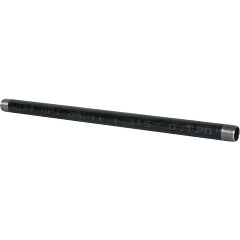 Black Pipe Nipple: 1" Dia x 24" Long, Schedule 40