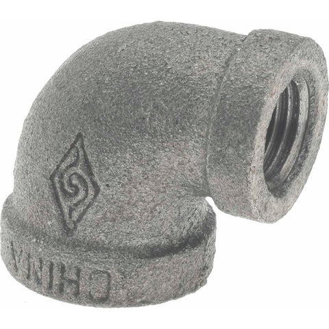 Black 90 deg Reducing Elbow: 3/8 x 1/4", Threaded