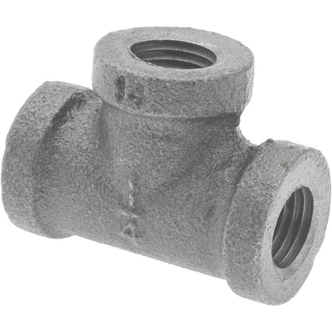 Black Pipe Fittings: Tee, 1/4", Threaded, Malleable Iron