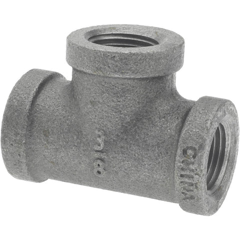 Black Pipe Fittings: Tee, 3/8", Threaded, Malleable Iron