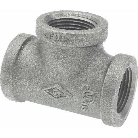 Black Pipe Fittings: Tee, 3/4", Threaded, Malleable Iron