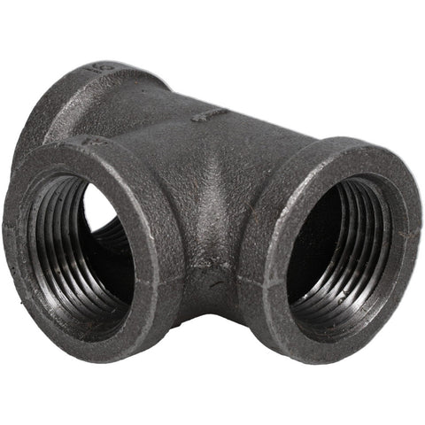 Black Pipe Fittings: Tee, 1", Threaded, Malleable Iron
